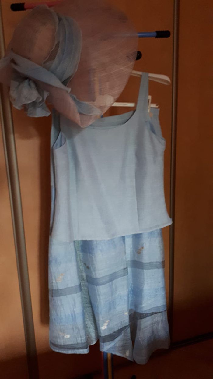 Ensemble débardeur + jupe Un jour ailleurs bleu pâle en 38