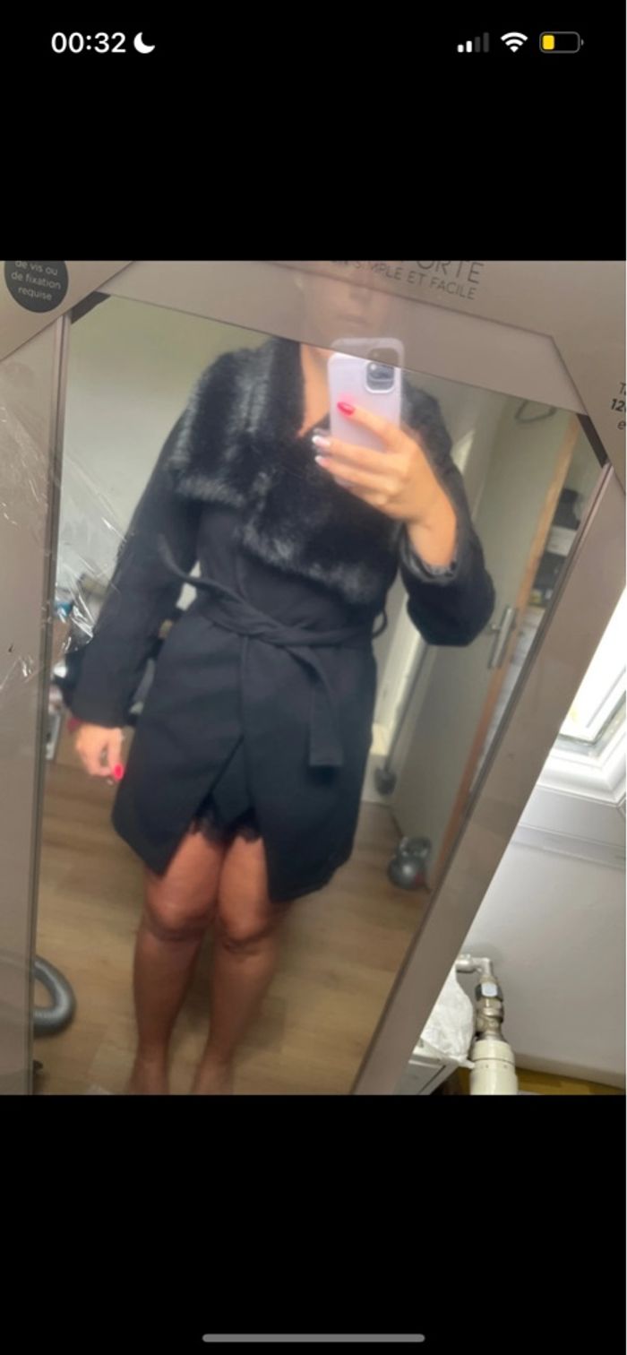 Manteau avec col fourre noir taille L - photo numéro 4