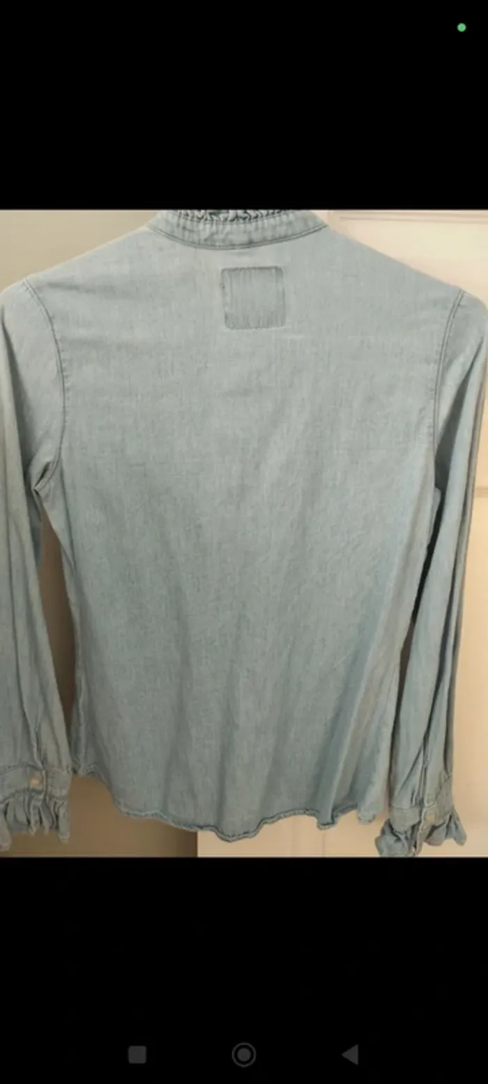 Chemise en jean à volants bleue claire denim co 34 - photo numéro 2