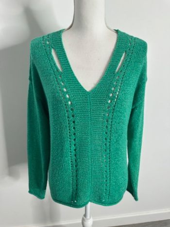Pull oversize maille ajourée vert et argenté Miss by Captain Tortue T1 36 S