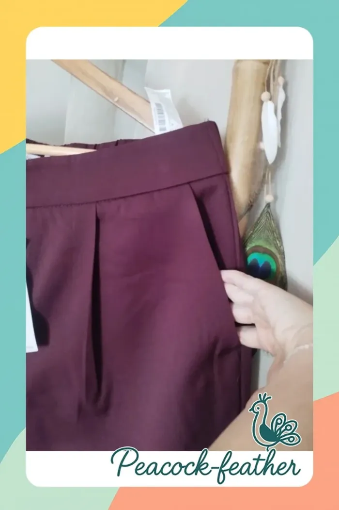 Pantalon large stradivarius bordeaux neuf étiqueté 44 - photo numéro 3
