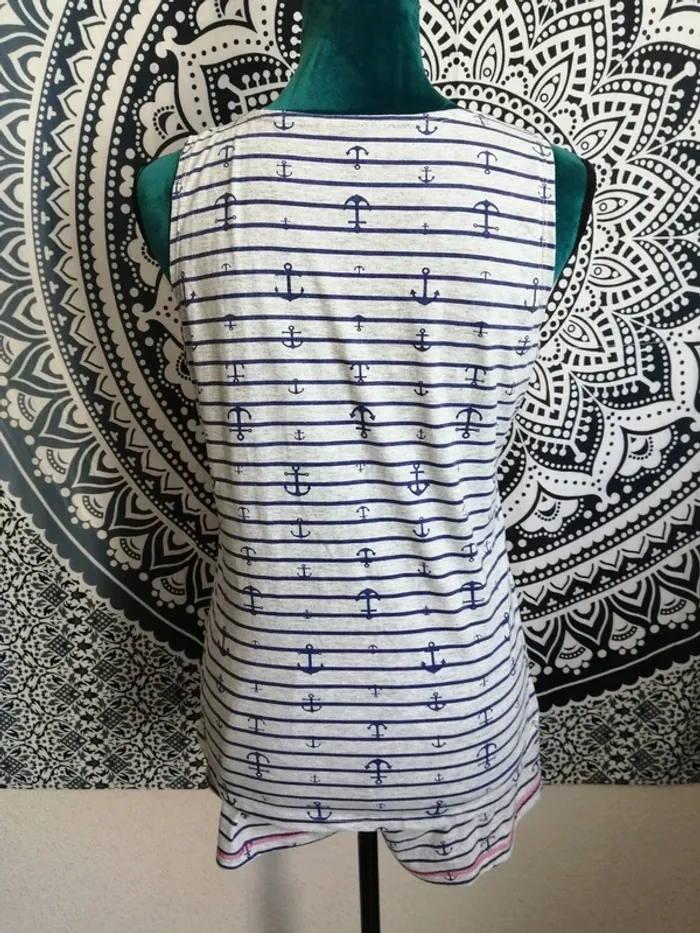 Ensemble de pyjama débardeur et short gris rayé à motifs ancres marines / little with you / (S-M) - photo numéro 4