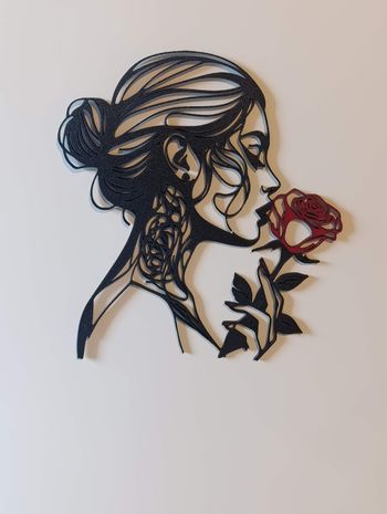 Décoration murale femme et rose wall art 