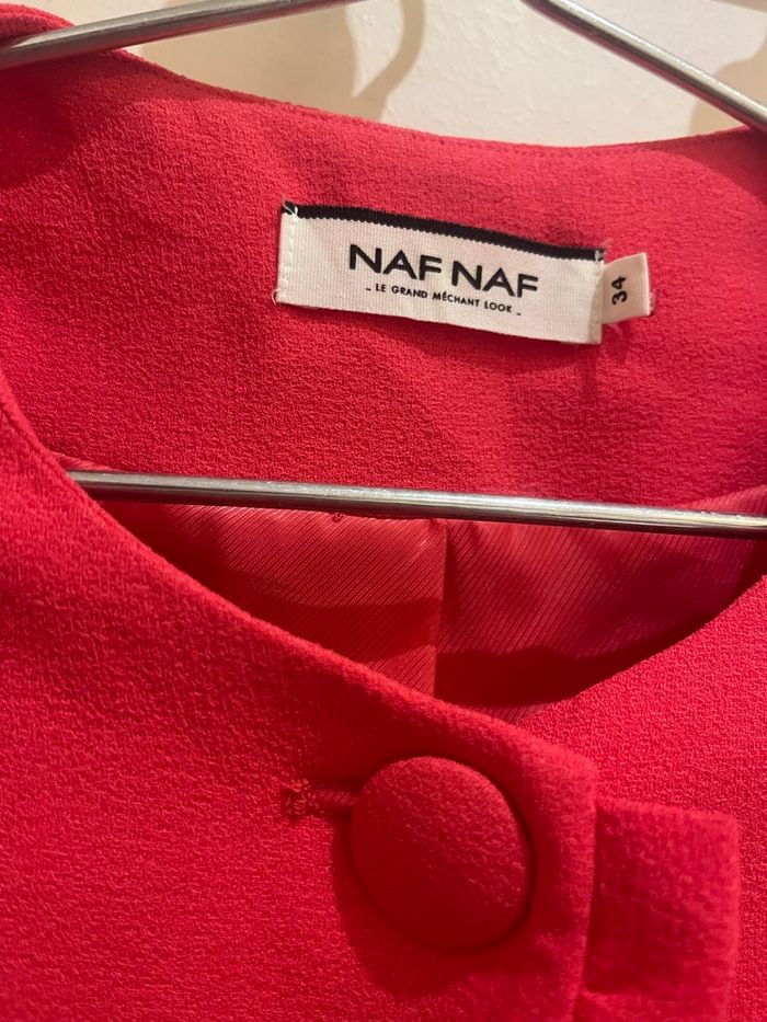 Veste blazer rose fuschia froufrou  naf naf taille XS/34 - photo numéro 2
