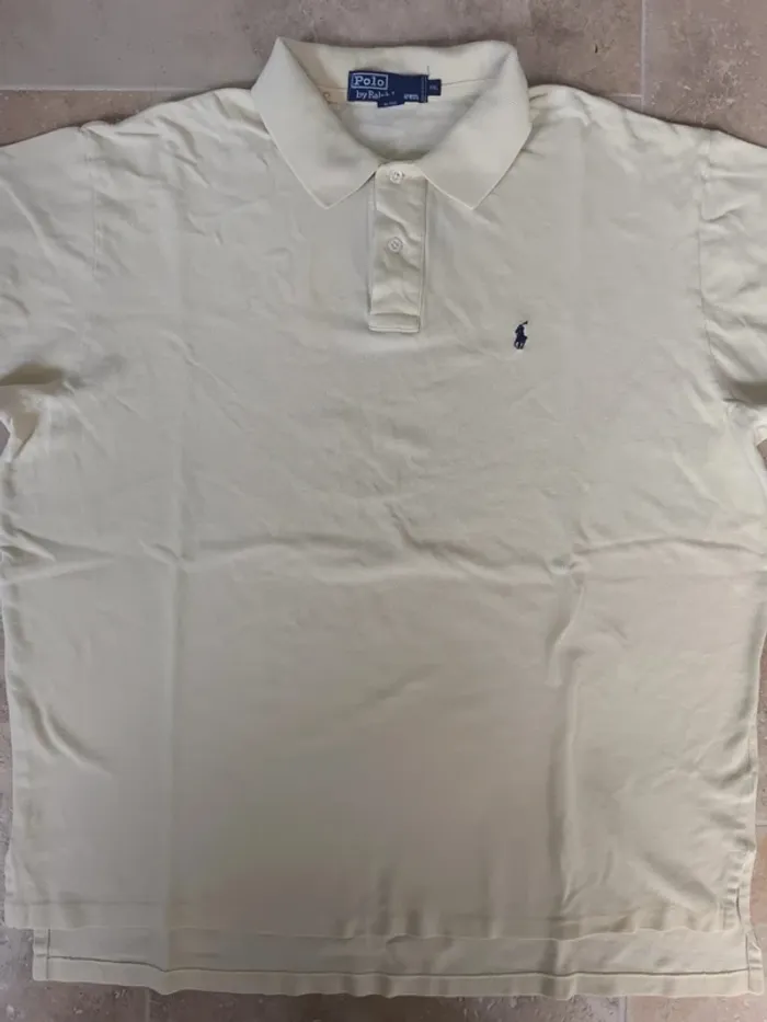 Polo Ralph Lauren homme XXL jaune pâle logo marine - photo numéro 2