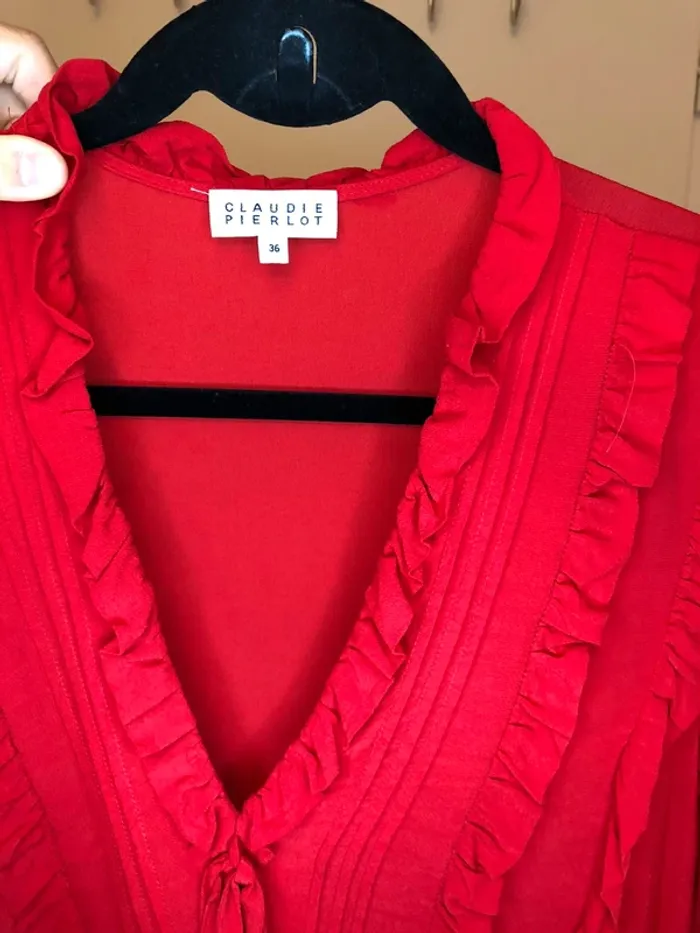 Robe à manches longues rouge Claudie Pierlot taille 36 - photo numéro 5