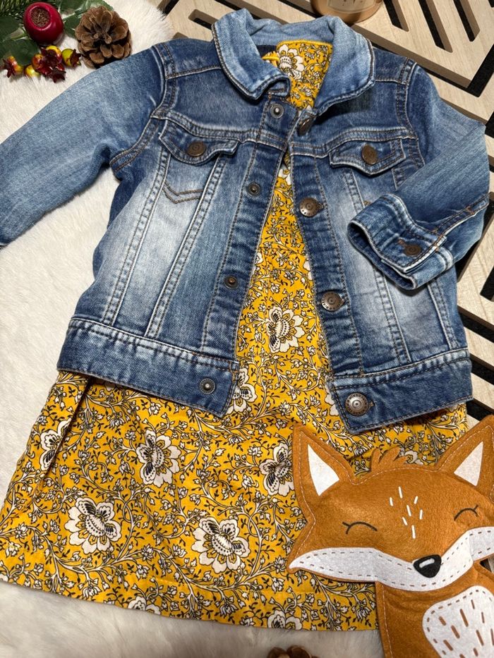 Ensemble robe été fleurie & veste bebe 6 mois - photo numéro 2