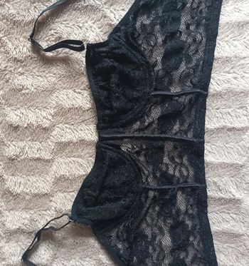 Soutien-gorge Noir Fleuri en Dentelle Bustier Femme 💐🌾