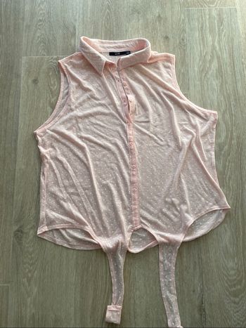 Blouse rose pale à petits pois taille XL neuf