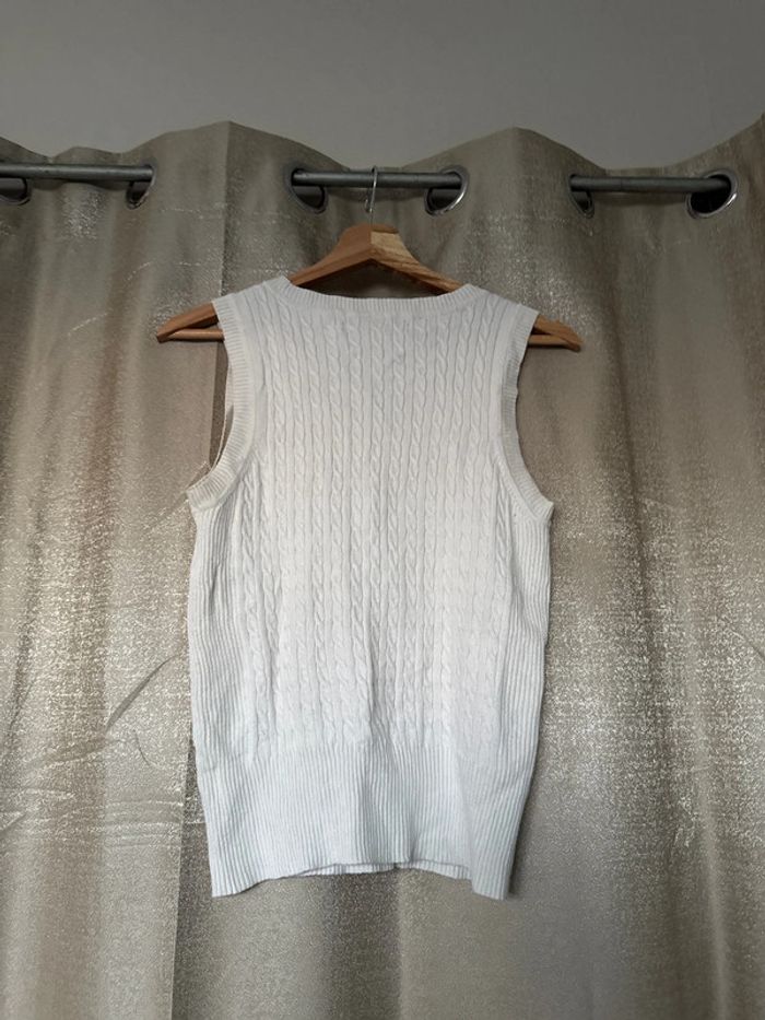 Pull sans manches Tommy Hilfiger femme – blanc torsadé – M - photo numéro 6