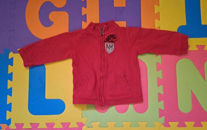 Veste zippée rouge, pikouic, taille 24 mois (92 cm)