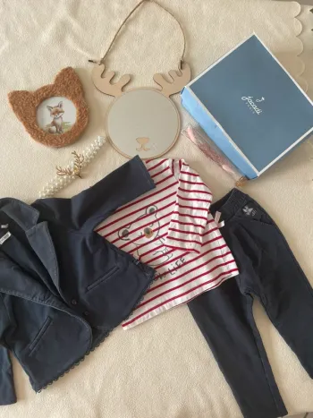 🧢 Ensemble IKKS 18 mois – Style rock et raffiné pour mini aventurière🧢