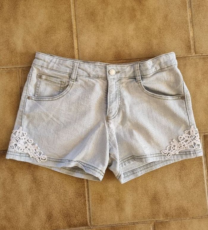 Short en jean dentelle
