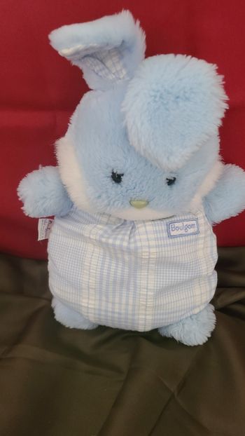 Doudou Lapin Boulgom Bleu blanc