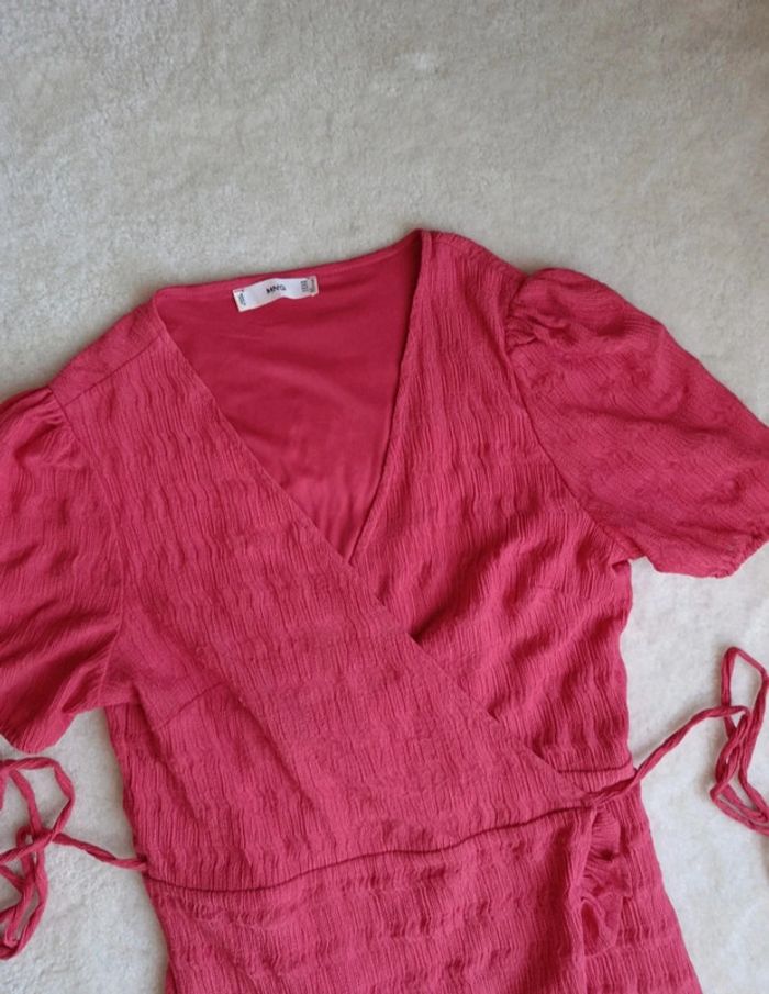 Robe d'été Mango portefeuille rose fuchsia M - photo numéro 7
