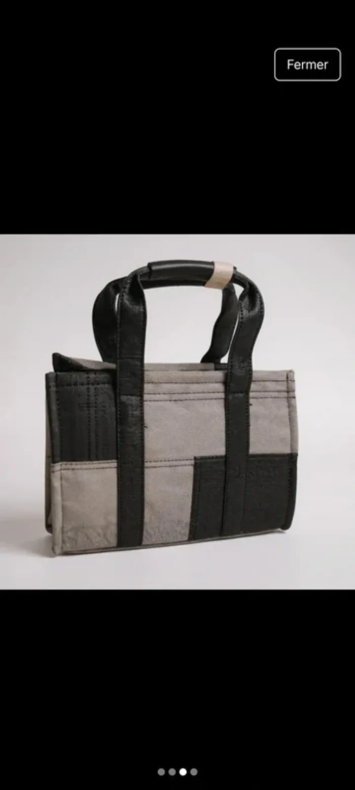 Sac à main the tote bag noir et gris neuf - photo numéro 3