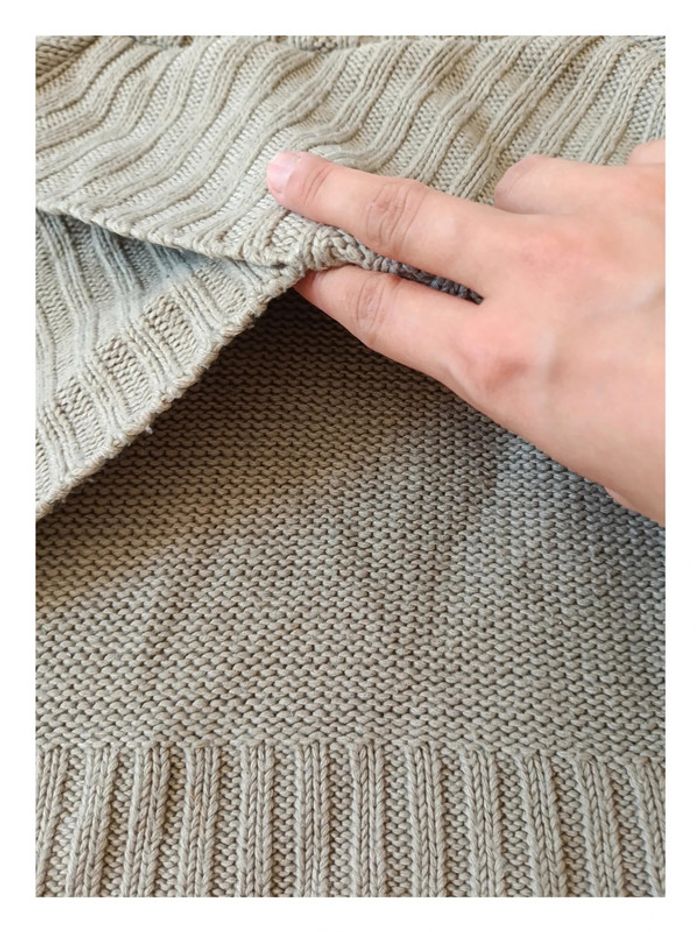 Pull kaki croisé en maille – effet superposé, original - - photo numéro 3