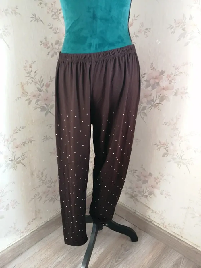 Legging marron avec strass doré / sans marque / (XL-XXL) - photo numéro 2