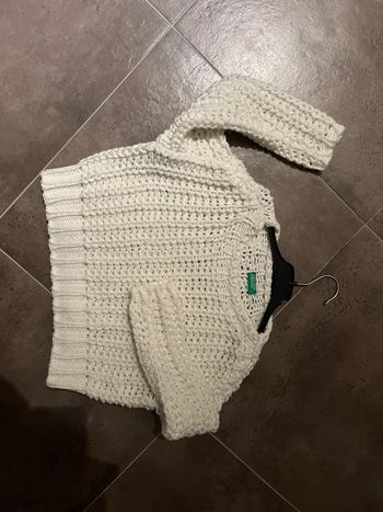 6 ans - pull large grosse maille benetton blanc