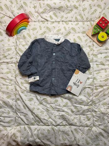chemise manches longues bleu marine chiné 18 mois thao van