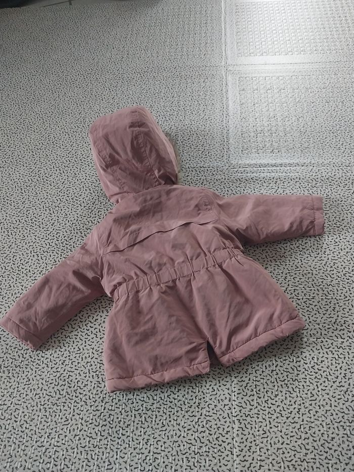 Manteau chaud rose 12M – Boîte à Malices – Doublé sherpa & capuche fourrure - photo numéro 3