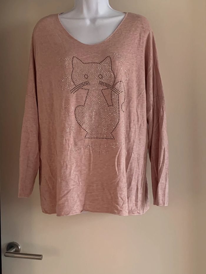 Pull fin chat brillant