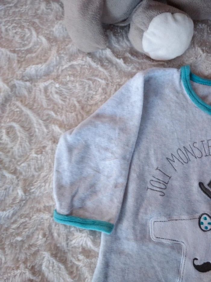 Pyjama grenouillère velours Garçon 6 mois Joli Monsieur U tout petits - photo numéro 3