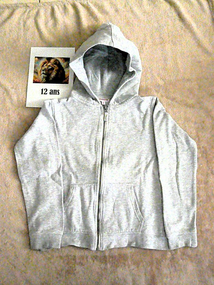 Veste zippée grise 12 ans