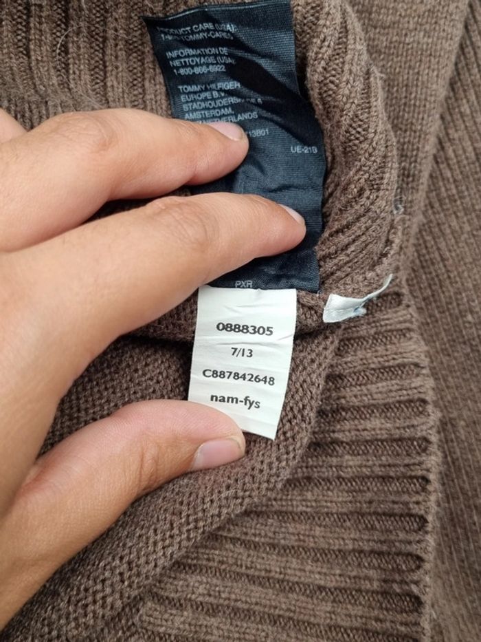 Veste zippée Tommy Hilfiger marron – Taille L Homme (mesures en photos) - photo numéro 11