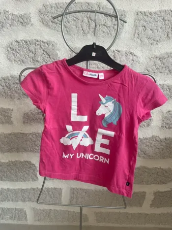 Tee shirt fille licorne arc en ciel manches courtes 6 ans Lili Marelle