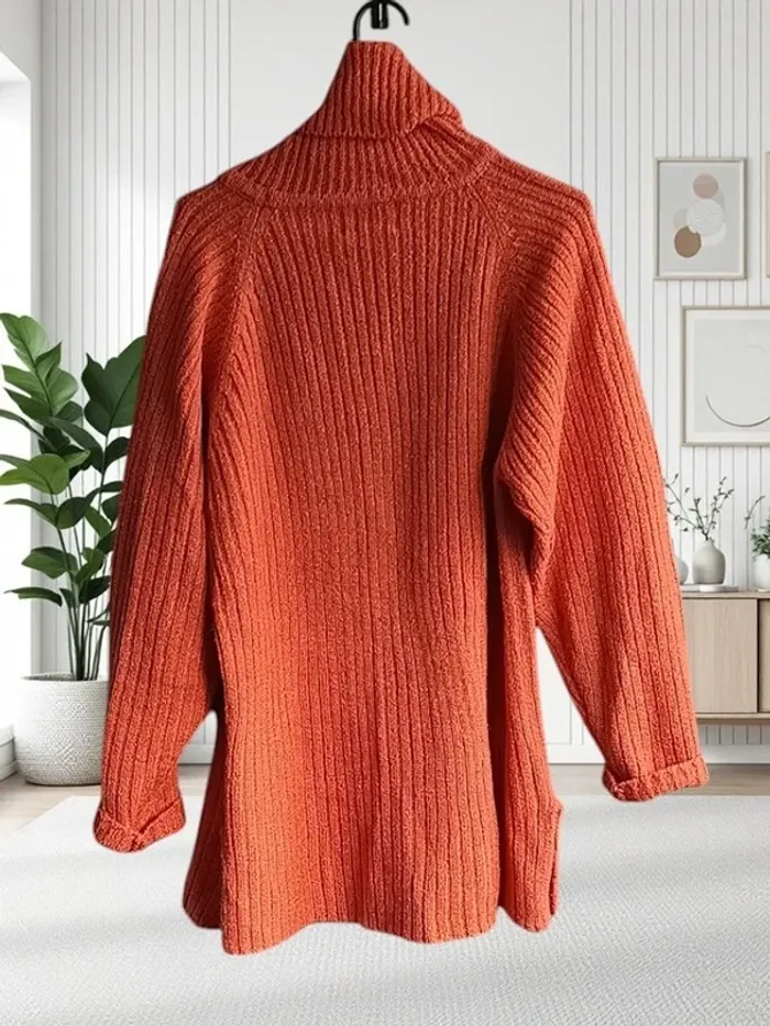 .pull long col roulé Renatto Bene orange Taille unique - photo numéro 4