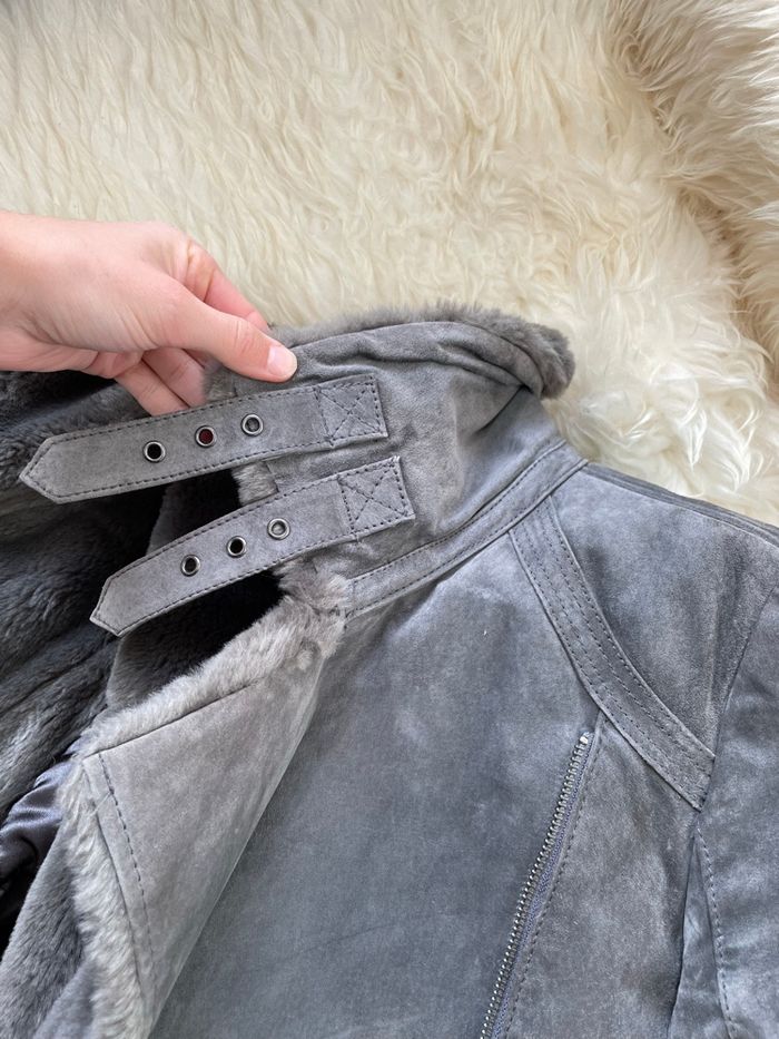 Manteau Oakwood cuir/fourrure gris S - photo numéro 6