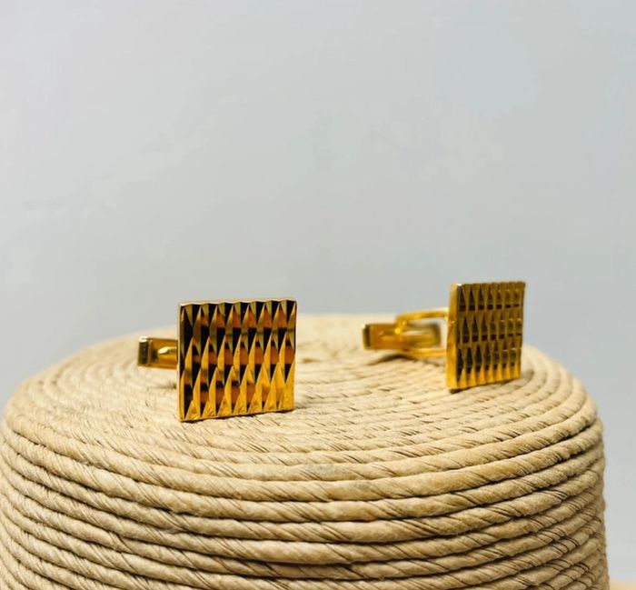 🔥 Paire Boutons de manchettes chic. Plaqué or. - photo numéro 12