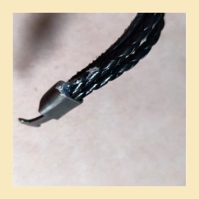 Bracelet homme cuir noir tressé – style rock avec perles métal et fermoir crochet - photo numéro 8