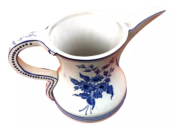 Broc décor floral L. Zortea Bassano Italie Céramique à effet craquelé