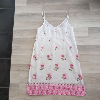 Robe femme à bretelles blanc à motifs Là-Bas taille 38