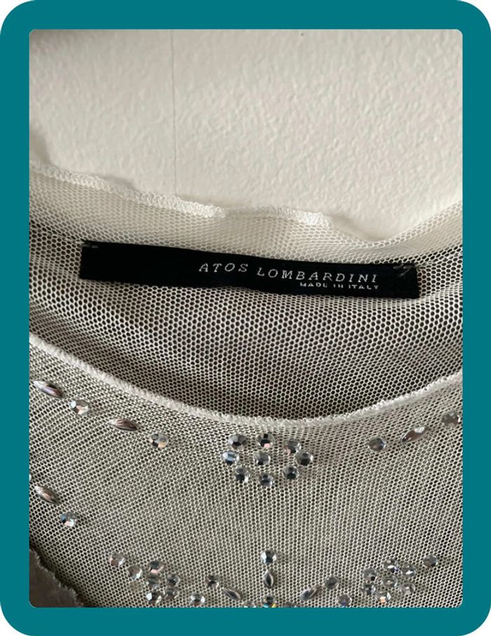 Top vintage soie et tulle coton vintage 36 - Atos Lombardini - photo numéro 3