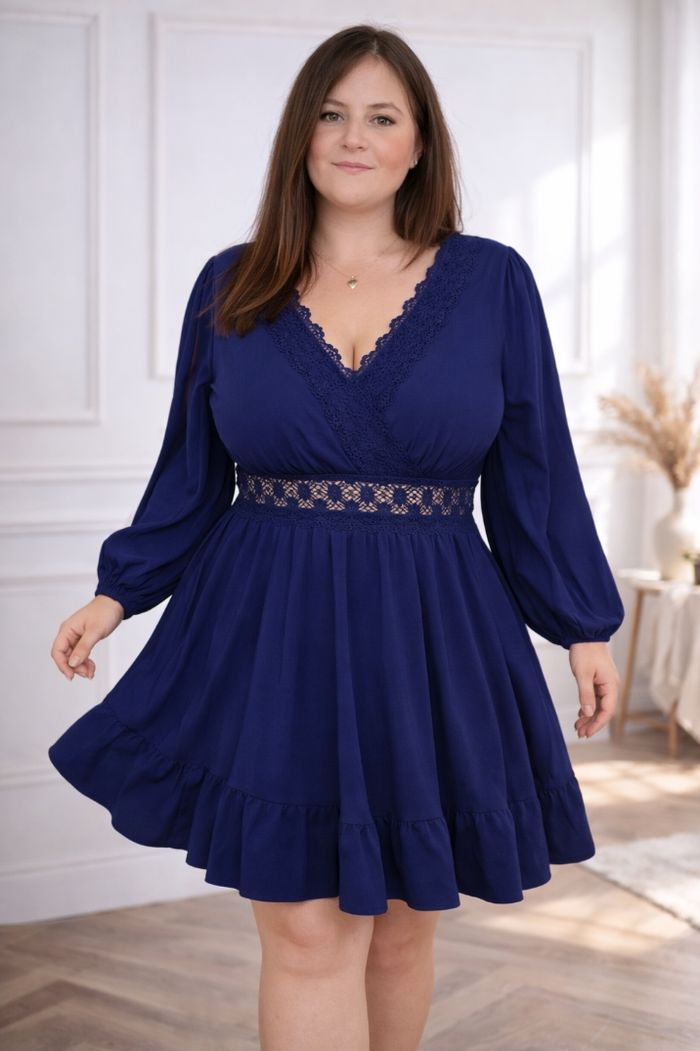 Robe manches longues bohème chic bleue marine Femme taille 54 marque Asos 💍