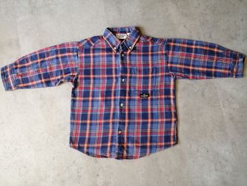 Chemise manches longues à carreaux rouge et bleu 3 ans Kiabi