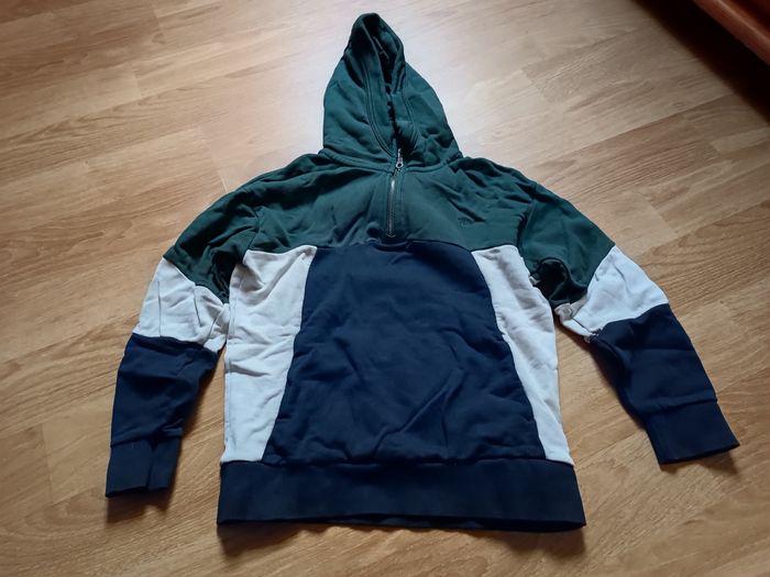 Sweat à capuche vert bleu et blanc, Tape à l'oeil, 10 ans
