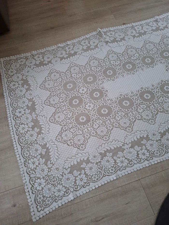 Nappe rectangulaire vintage blanc beige 120cm x 200cm - photo numéro 11
