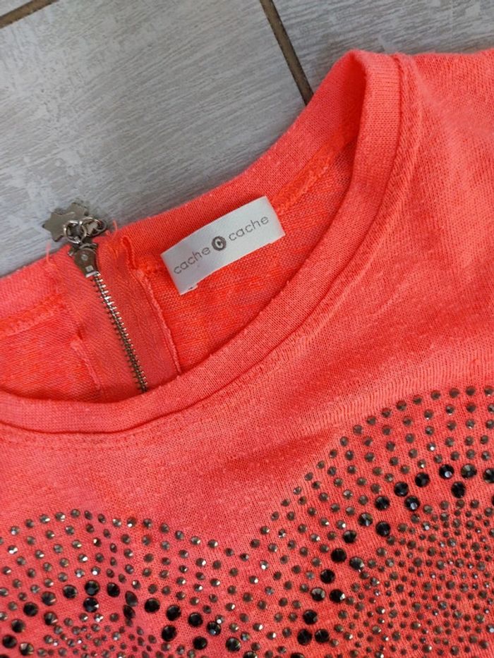 Tee-shirt cache cache rose fluo 38 - photo numéro 3