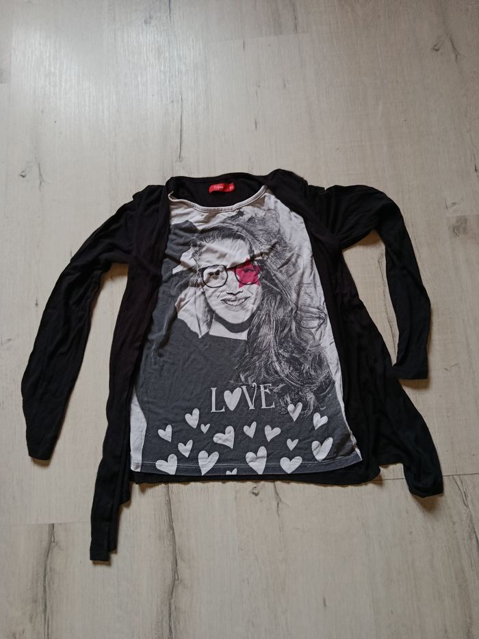 Tee-shirt manches longues avec gilet marque tissaia taille 12 ans