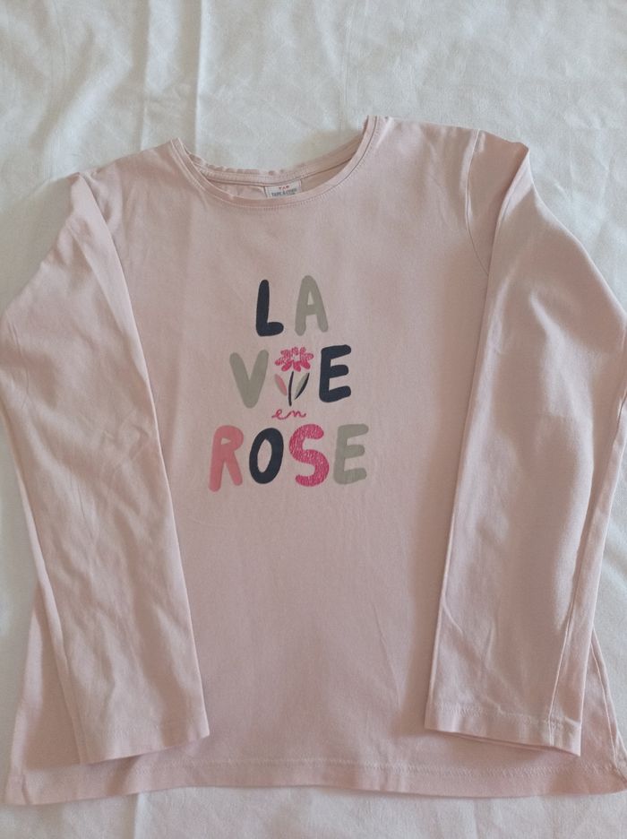 Marque papa l'oeil pull manches longues pour fille taille 10 ans 140 cm avec inscription devant vive la rose couleur rose pâle voir photos - photo numéro 2