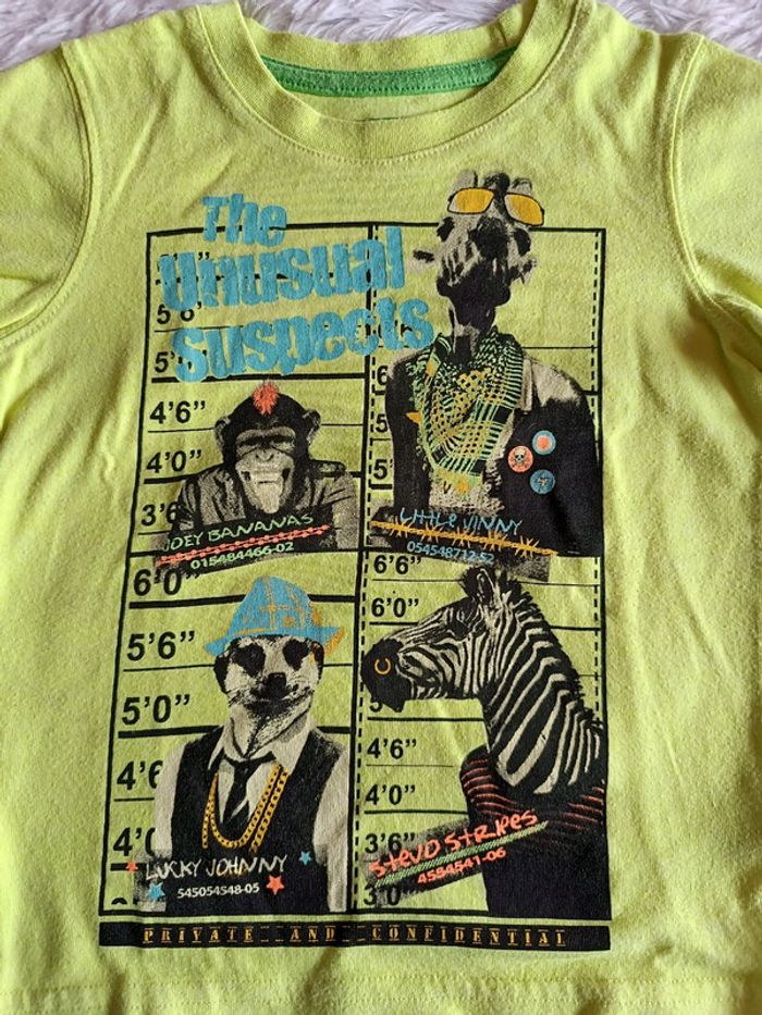 Tshirt vert fluo " the unusual suspects " T. 98 cm Palomino - photo numéro 3