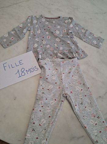 Ensemble Noël leggings molletonné et t-shirt manches longues