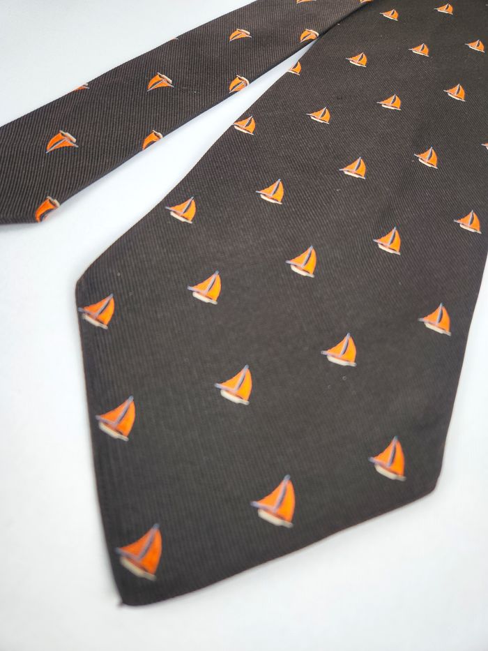 Cravate Edsor Kronen Vintage - 100% Soie - Motif Bateaux - photo numéro 2