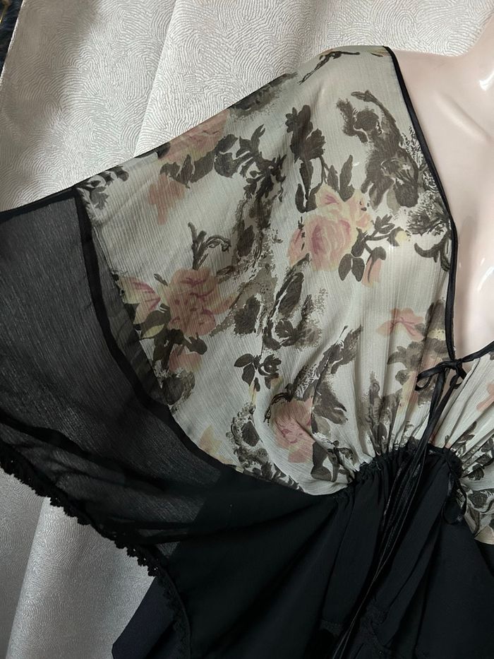 Tunique Kimono voile fleuri 44 Papaya - photo numéro 3