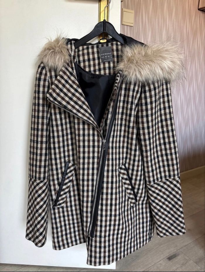 Veste à carreaux avec capuche beige marron - Primark - photo numéro 2