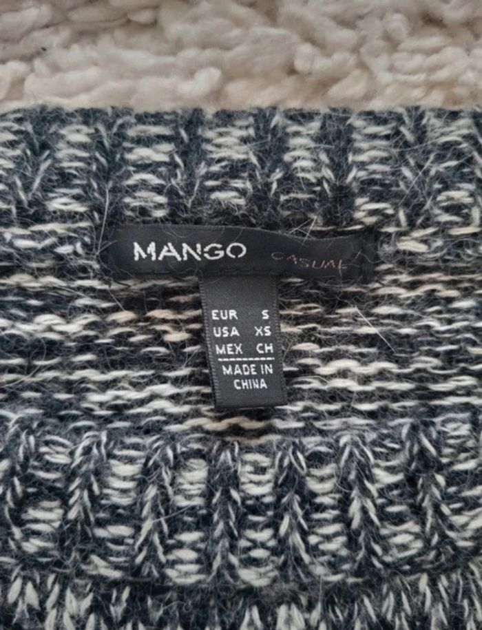 Pull d'hiver Mango en laine et angora chiné gris et noir Taille 36 à 42 - photo numéro 4